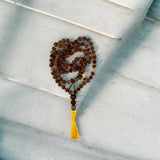 108 Beads Mala ⎥Rudraksha & Sunstone & Tiger Eye⎥ 03503 ⎥one-of-a-kind