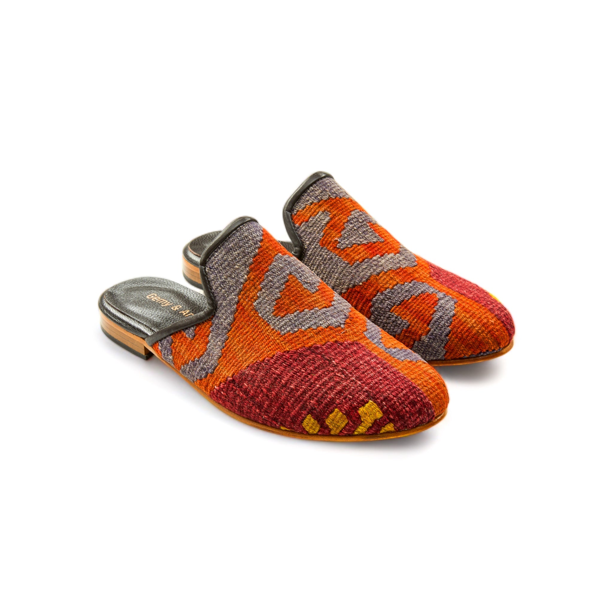 Gemy Amber Mules - Stylish Kilim Design